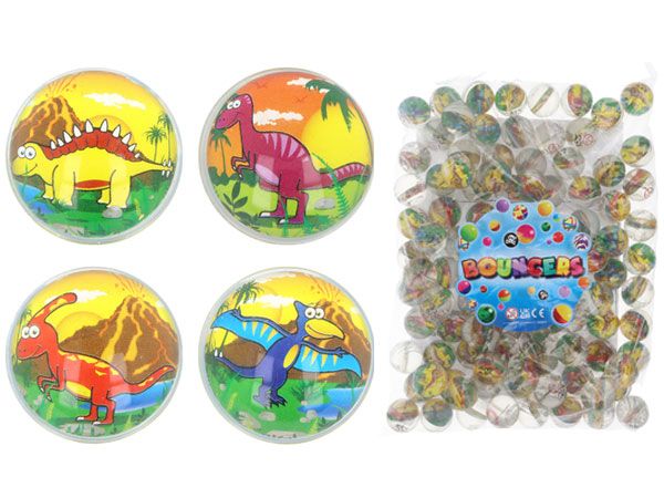 100x Mixed 33mm Dinosaur Bouncy / Jet Balls   zzz