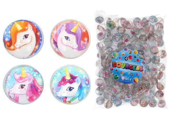 100x Mixed 33mm Unicorn Bouncy / Jet Balls