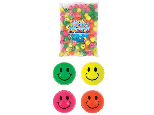 100 x Mixed Bag Of Neon Smiley Face Jet Balls